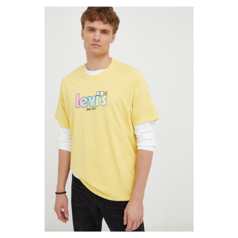 Bavlněné tričko Levi's žlutá barva, s potiskem Levi´s