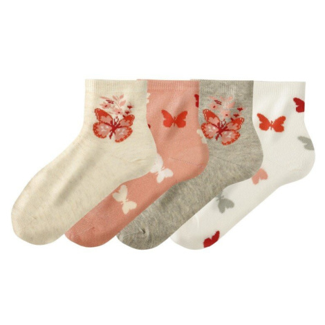 Sada 4 párů kotníkových ponožek s motivem motýlů Blancheporte