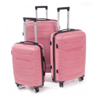 Rogal Růžová sada prémiových plastových kufrů 