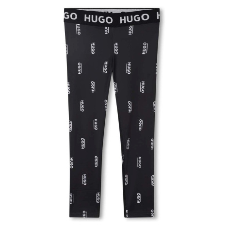 Dětské legíny HUGO černá barva, vzorované Hugo Boss