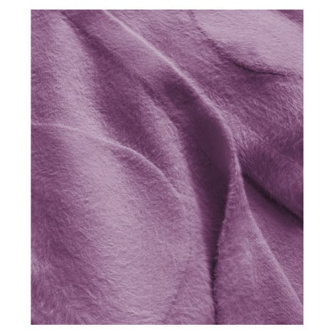 Dlouhý vlněný přehoz přes oblečení typu "alpaka" v barvě lila s kapucí model 18347975 - MADE IN  Made in Italy