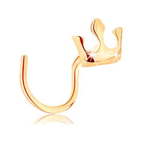 Piercing do nosu ve žlutém 14K zlatě - malá blýskavá korunka Šperky eshop