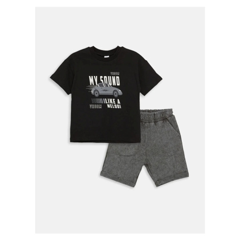LC Waikiki LCW Baby Cycling Short Short Sleeve Printed Baby Boy T-Shirt and Shorts 2-Set