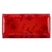 Luxusní větší dámská kožená peněženka Samantha, červená laková s květy