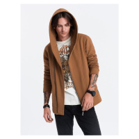 Asymmetrical men's zip-up hoodie BERLIN - camel B1371