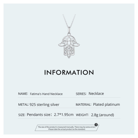 Stříbrný náhrdelník s přívěskem vzorovaná Hamsa LOAMOER