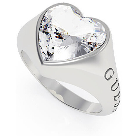 Guess Romantický prsten s třpytivým srdcem UBR70003