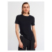 Dilvin 10365 Crew Neck Left Shoulder Gathered Short Sleeve Sweater-black