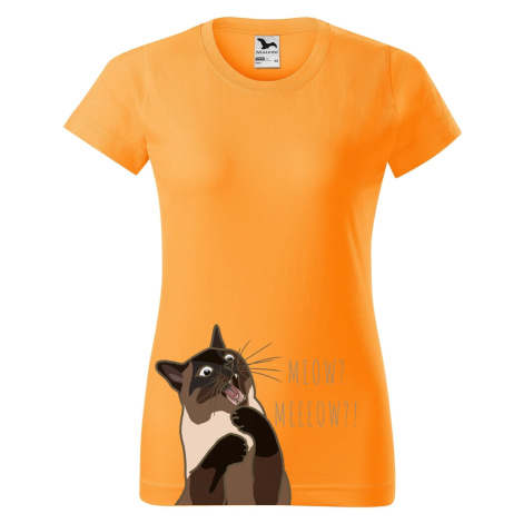 DOBRÝ TRIKO Dámské tričko s potiskem Naštvaná kočka Barva: Tangerine orange