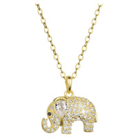 Evolution Group Pozlacený stříbrný náhrdelník slon s bílými zirkony 12060.1
