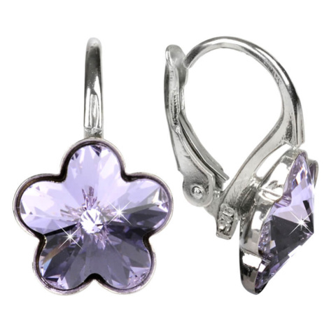 Levien Dívčí stříbrné náušnice Flower Crystal Violet