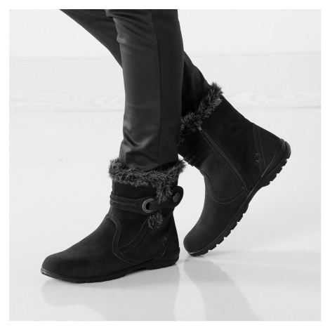 Blancheporte Kotníkové boty s lemem v kožešinovém vzhledu černá