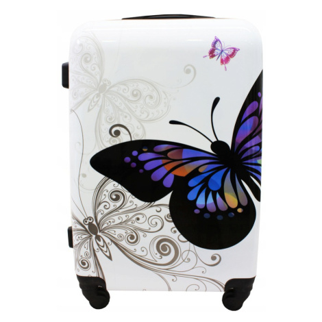 Rogal Sada 3 bílých plastových cestovních kufrů "Butterfly" - M (35l), L (65l), XL (100l)