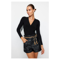 Trendyol Black Tassel Knitted Bodysuit