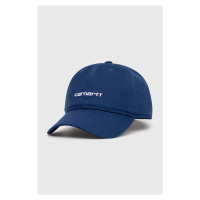 Bavlněná baseballová čepice Carhartt WIP Canvas Script Cap tmavomodrá barva, s aplikací, I028876