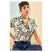 Bianco Lucci Women's Multi-patterned Bat Sleeve Shirt