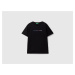 Benetton, Black Organic Cotton T-shirt With Multicolor Logo