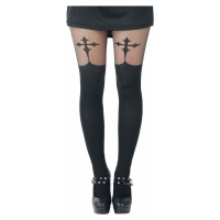 Pamela Mann Goth Cross Suspender Punčocháče černá