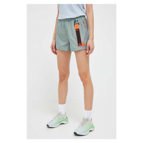 Kraťasy adidas dámské, zelená barva, hladké, medium waist