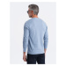 Ombre Clothing Modré tričko s dlouhým rukávem a výstřihem do V V9 LSBL-0108
