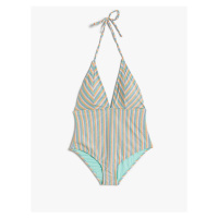 Koton Glittery Swimsuit with Halter Triangle Covered