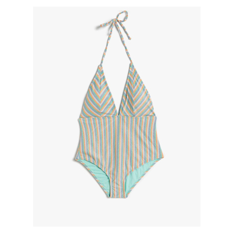 Koton Glittery Swimsuit with Halter Triangle Covered