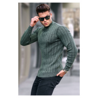 Madmext Oil Green Half Turtleneck Knitwear Sweater 5761