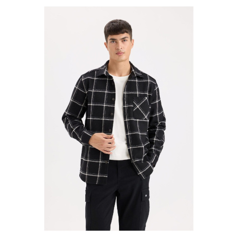 DEFACTO Regular Fit Polo Collar Plaid Flannel Long Sleeve Shirt