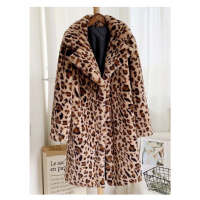 Plyšový kabát so zvieracím vzorom leopard kožuch