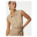 Béžové dámské košilové midi šaty s příměsí lnu Marks & Spencer