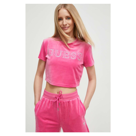 Tričko Guess COUTURE růžová barva, V3BI01 KBXI2