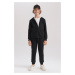 DEFACTO Boys Black Textured Jogger School Tracksuit Bottom