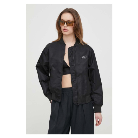 Bomber bunda Calvin Klein Jeans černá barva, přechodná, J20J223034