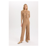 DEFACTO Wide Leg Wide Leg Elastic Waist Basic Plain Crepe Trousers