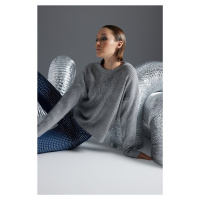 Trendyol Gray Foil Printed Knitwear Sweater