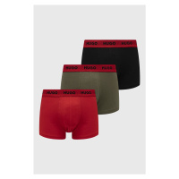 Boxerky HUGO (3-pack) pánské, červená barva, 50469766