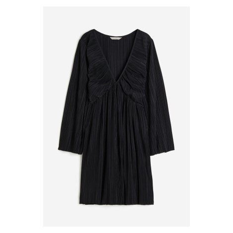 H & M - Plisované žerzejové šaty - černá H&M