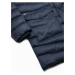 Tmavě modrý pánský zimní prošívaný kabát s kapucí Ombre Clothing