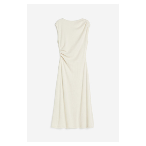 H & M - Řasené žerzejové šaty - béžová H&M