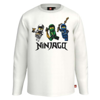 Dětská bavlněná košile s dlouhým rukávem Lego x Ninjago bílá barva, s potiskem