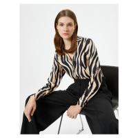 Koton Zebra Patterned Shirt with Satin Buttons Classic Collar Regular Fit