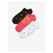Sada tří párů dámských vzorovaných ponožek v bílé, korálové a černé barvě Converse