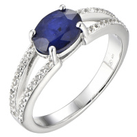 Brilio Silver Nádherný stříbrný prsten se safírem Precious Stone SR09004B