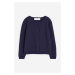H & M - Propínací svetr z bavlny - modrá