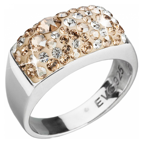 Evolution Group Stříbrný prsten s krystaly Swarovski zlatý 35014.5