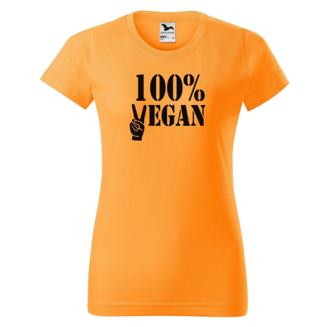 DOBRÝ TRIKO Dámské tričko 100% VEGAN černý potisk Barva: Tangerine orange