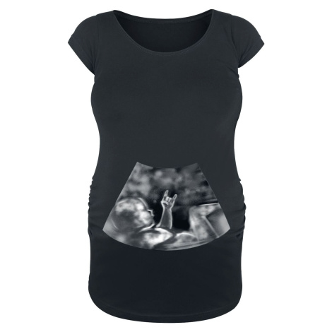 Móda pro těhotné Ultraschall Metal Hand Baby Dámské tričko černá