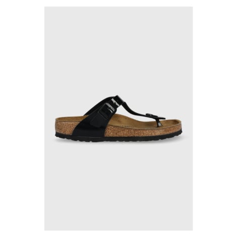 Žabky Birkenstock Gizeh dámské, černá barva, na plochém podpatku, 43661