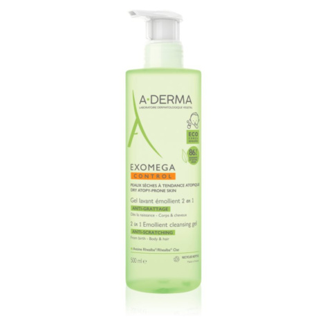 A-Derma Exomega Control 2 in 1 emollient cleansing gel sprchový gel pro suchou až atopickou poko