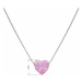 Stříbrný náhrdelník se syntetickým opálem růžové srdce 12048.3